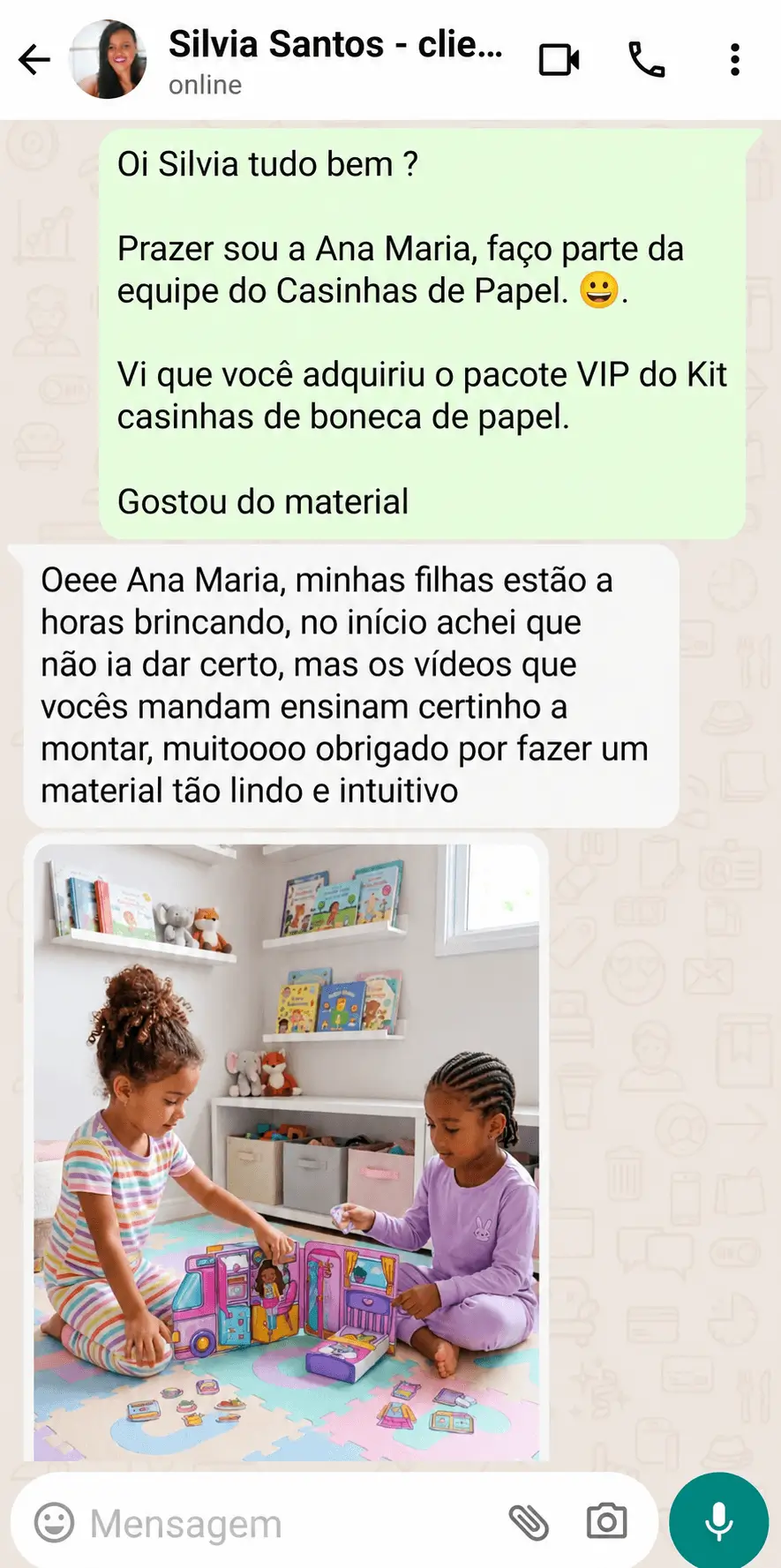 Depoimento no WhatsApp de Silvia Santos