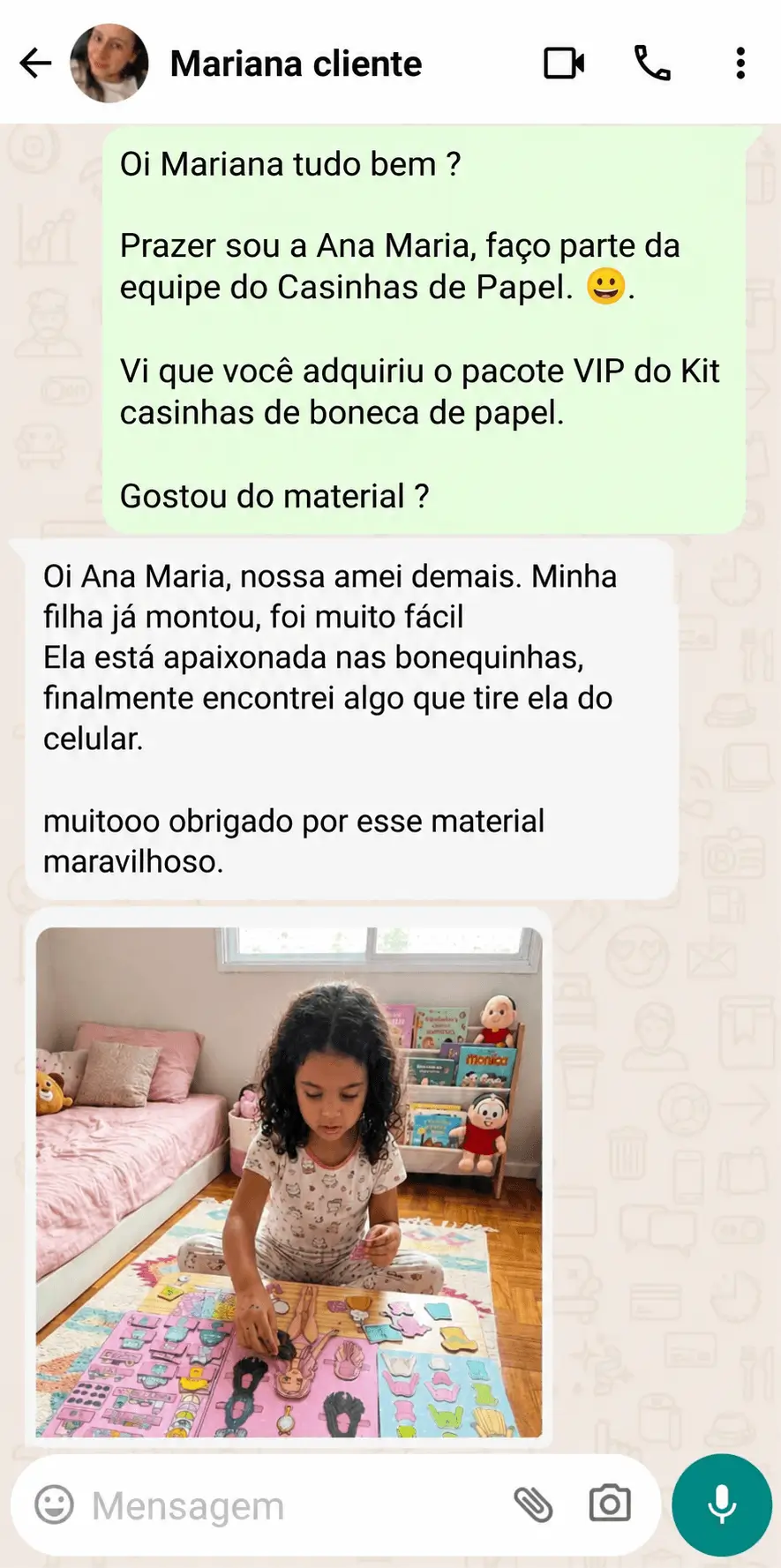 Depoimento no WhatsApp de Mariana