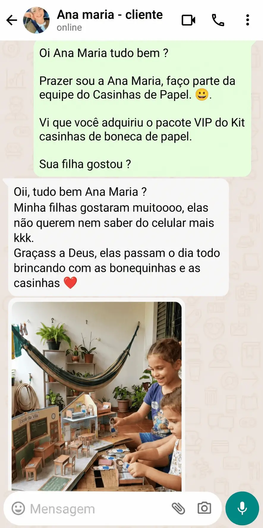 Depoimento no WhatsApp de Ana Maria