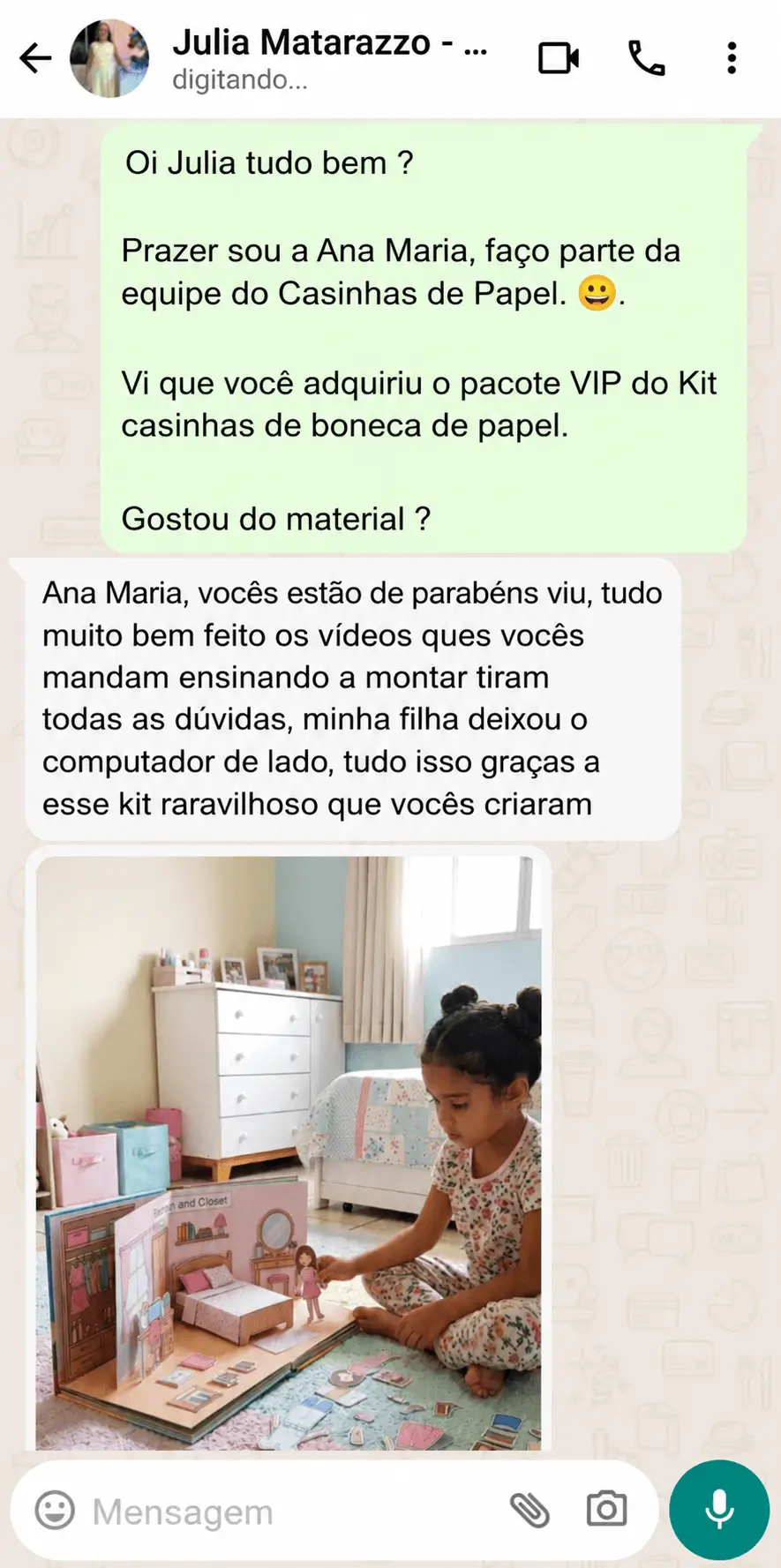 Depoimento no WhatsApp de Julia Matarazzo